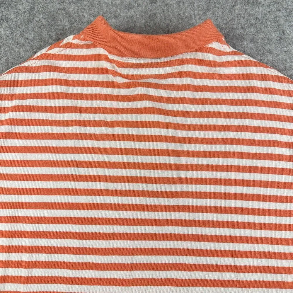 Polo Ralph Lauren Polo Shirt Mens 2XL Coral Striped Classic Short Sleeve Golf*